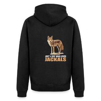 Schakale Schakal - Unisex Premium Bio Zip Hoodie - Schwarz - Hinten - Nico (187cm)