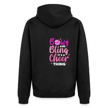 Bows And Bling It's A Cheer Thing Cheerleading - Unisex Premium Bio Zip Hoodie - Schwarz - Hinten - Nico (187cm)