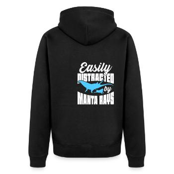 Easily Distracted By Manta Rays Deep Sea Diving - Unisex Premium Bio Zip Hoodie - Schwarz - Hinten - Nico (187cm)