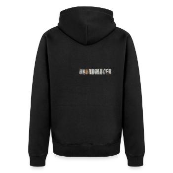 BRANDMAUER GEGEN RECHTS - Unisex Premium Bio Zip Hoodie - Schwarz - Hinten - Nico (187cm)