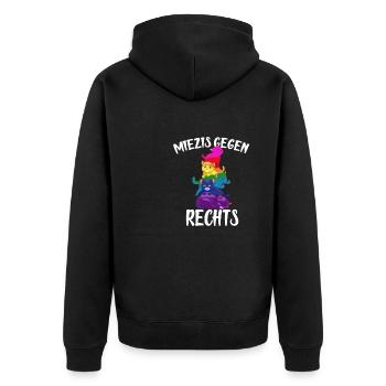 Gay miezen gegen rechts - Unisex Premium Bio Zip Hoodie - Schwarz - Hinten - Nico (187cm)