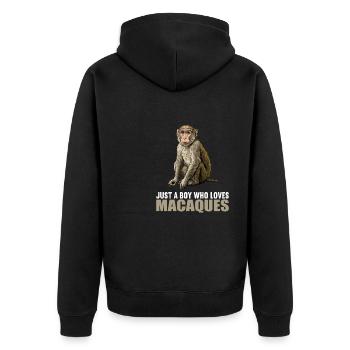 Macaque Macaque - Unisex Premium Organic Zip Hoodie - black - Back - Nico (187cm)