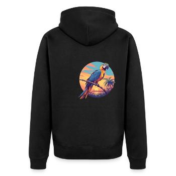 Macaw's Era - Unisex Premium Organic Zip Hoodie - black - Back - Nico (187cm)