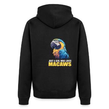 Macaw's Era - Unisex Premium Organic Zip Hoodie - black - Back - Nico (187cm)