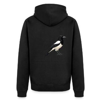 Elstern Elster - Unisex Premium Bio Zip Hoodie - Schwarz - Hinten - Nico (187cm)