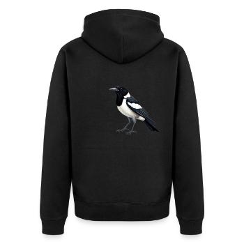 Elstern Elster - Unisex Premium Bio Zip Hoodie - Schwarz - Hinten - Nico (187cm)