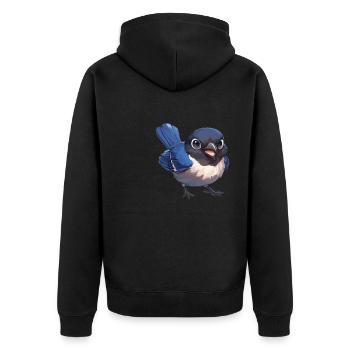 Elstern Elster - Unisex Premium Bio Zip Hoodie - Schwarz - Hinten - Nico (187cm)