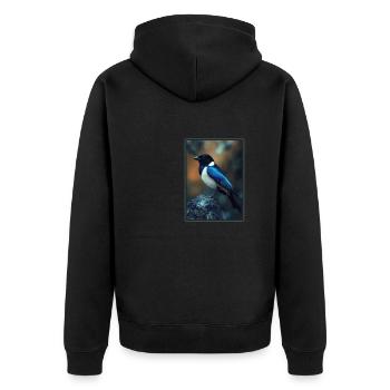 Elstern Elster - Unisex Premium Bio Zip Hoodie - Schwarz - Hinten - Nico (187cm)