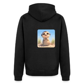Meerkat Erdmännchen - Unisex Premium Bio Zip Hoodie - Schwarz - Hinten - Nico (187cm)