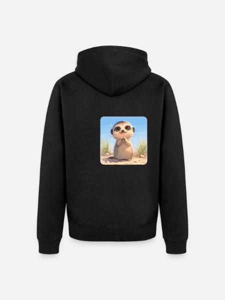 Meerkat Erdmännchen - Unisex Premium Bio Zip Hoodie - Schwarz