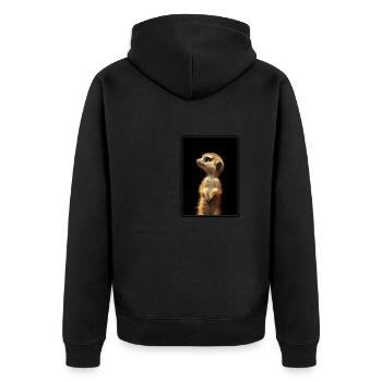 Meerkat Erdmännchen - Unisex Premium Bio Zip Hoodie - Schwarz - Hinten - Nico (187cm)
