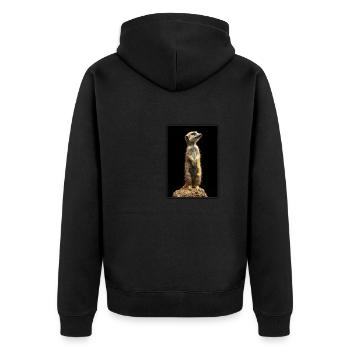 Meerkat Erdmännchen - Unisex Premium Bio Zip Hoodie - Schwarz - Hinten - Nico (187cm)