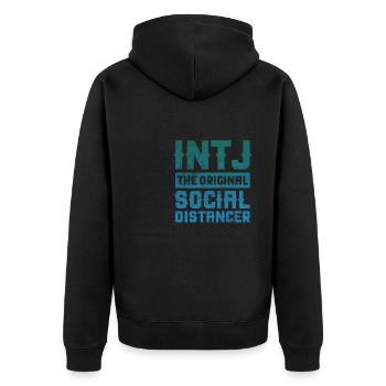 INTJ : Le distanciateur social original - Veste à capuche bio Premium Unisexe - noir - Dos - Nico (187cm)