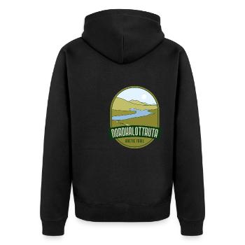 Nordkalottruta - Arctic Trail - Unisex Premium Organic Zip Hoodie - black - Back - Nico (187cm)