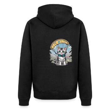 Parachute Kitten Skydiving Cat Cats Skydiver - Unisex Premium Organic Zip Hoodie - black - Back - Nico (187cm)