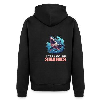 Haie Hai - Unisex Premium Bio Zip Hoodie - Schwarz - Hinten - Nico (187cm)