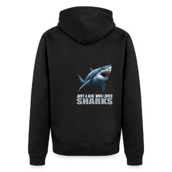 Haie Hai - Unisex Premium Bio Zip Hoodie - Schwarz - Hinten - Nico (187cm)