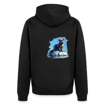 Nerze Nerz - Unisex Premium Bio Zip Hoodie - Schwarz - Hinten - Nico (187cm)