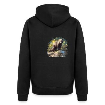 Nerze Nerz - Unisex Premium Bio Zip Hoodie - Schwarz - Hinten - Nico (187cm)