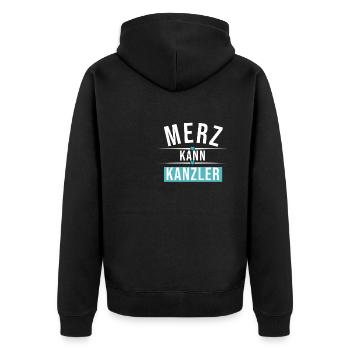 Merz kann Kanzler - Unisex Premium Bio Zip Hoodie - Schwarz - Hinten - Nico (187cm)