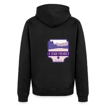 TLa Senda Pirenaica - GR 11, Spain - Unisex Premium Organic Zip Hoodie - black - Back - Nico (187cm)