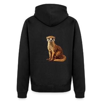 Mungos Mungo - Unisex Premium Bio Zip Hoodie - Schwarz - Hinten - Nico (187cm)