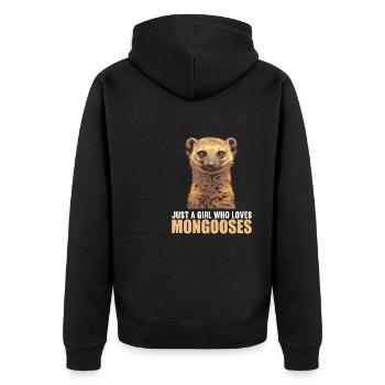 Mungos Mungo - Unisex Premium Bio Zip Hoodie - Schwarz - Hinten - Nico (187cm)