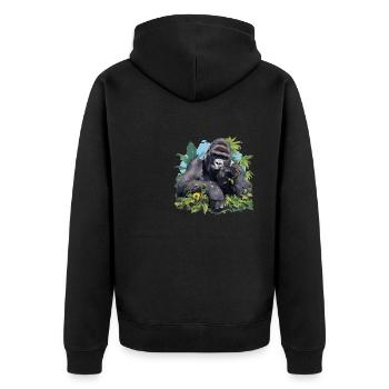 Berggorillas Berggorilla - Unisex Premium Bio Zip Hoodie - Schwarz - Hinten - Nico (187cm)