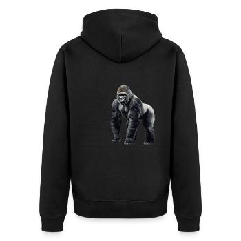 Berggorillas Berggorilla - Unisex Premium Bio Zip Hoodie - Schwarz - Hinten - Nico (187cm)