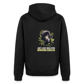 Berggorillas Berggorilla - Unisex Premium Bio Zip Hoodie - Schwarz - Hinten - Nico (187cm)