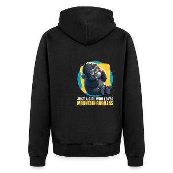 Berggorillas Berggorilla - Unisex Premium Bio Zip Hoodie - Schwarz - Hinten - Nico (187cm)