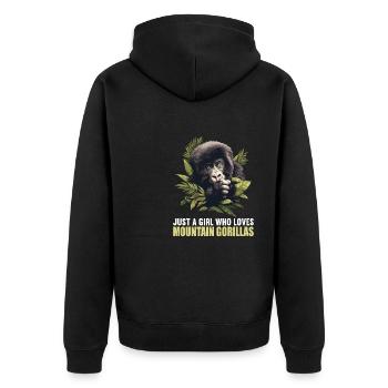 Berggorillas Berggorilla - Unisex Premium Bio Zip Hoodie - Schwarz - Hinten - Nico (187cm)