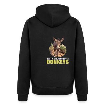 Donkey Esel - Unisex Premium Bio Zip Hoodie - Schwarz - Hinten - Nico (187cm)
