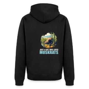 Bisamratten Bisamratte - Unisex Premium Bio Zip Hoodie - Schwarz - Hinten - Nico (187cm)