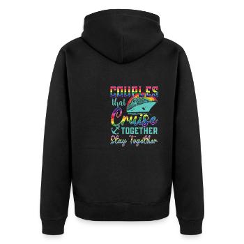Schwule Kreuzfahrt LGBT Gaycation Cruising Urlaub - Unisex Premium Bio Zip Hoodie - Schwarz - Hinten - Nico (187cm)