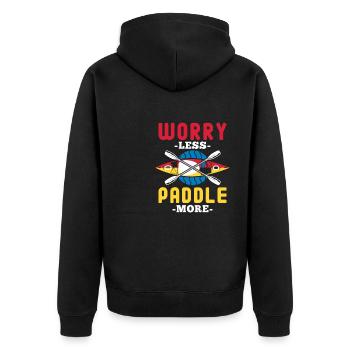 worry less paddle more Design for a kayak fan - Unisex Premium Bio Zip Hoodie - Schwarz - Hinten - Nico (187cm)