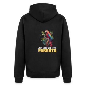Papageie Papagei - Unisex Premium Bio Zip Hoodie - Schwarz - Hinten - Nico (187cm)