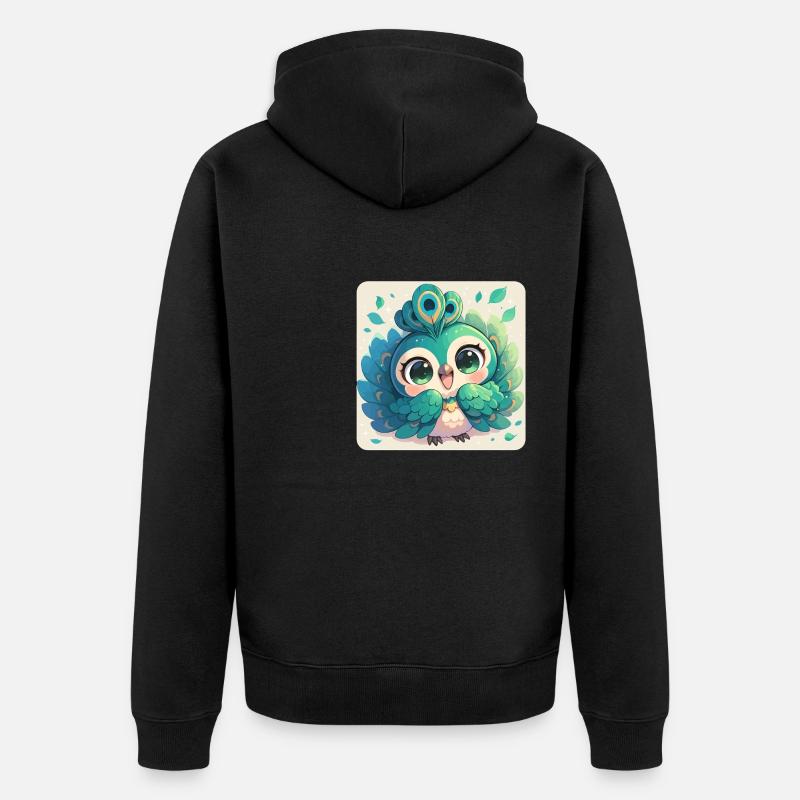 Pfaue Pfau - Unisex Premium Bio Zip Hoodie - Schwarz