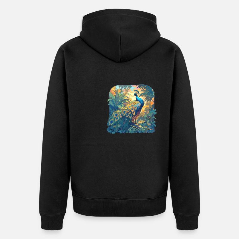 Pfaue Pfau - Unisex Premium Bio Zip Hoodie - Schwarz