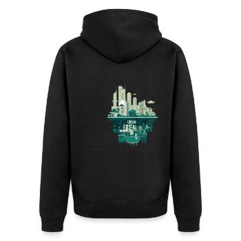 Urban Eden Futuristic Cityscape Design - Unisex Premium Organic Zip Hoodie - black - Back - Nico (187cm)