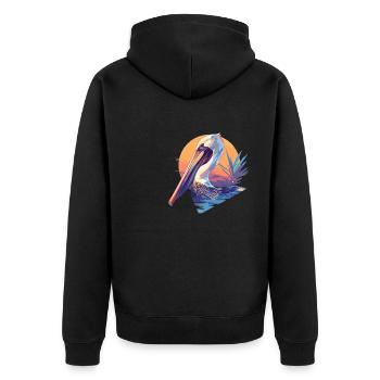 Pelikane Pelikan - Unisex Premium Bio Zip Hoodie - Schwarz - Hinten - Nico (187cm)