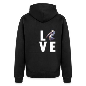 Pelikane Pelikan - Unisex Premium Bio Zip Hoodie - Schwarz - Hinten - Nico (187cm)