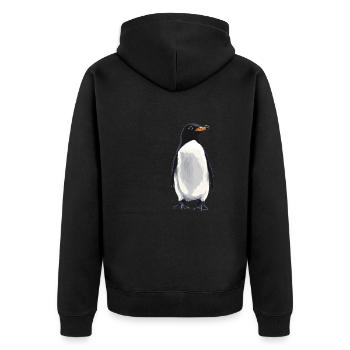 Pinguine Pinguin - Unisex Premium Bio Zip Hoodie - Schwarz - Hinten - Nico (187cm)