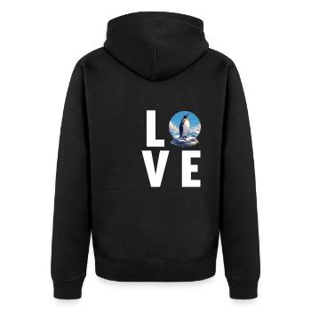 Pinguine Pinguin - Unisex Premium Bio Zip Hoodie - Schwarz - Hinten - Nico (187cm)