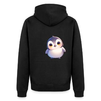 Pinguine Pinguin - Unisex Premium Bio Zip Hoodie - Schwarz - Hinten - Nico (187cm)