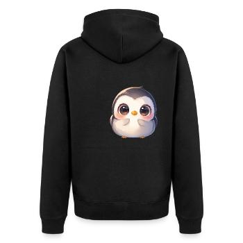 Pinguine Pinguin - Unisex Premium Bio Zip Hoodie - Schwarz - Hinten - Nico (187cm)
