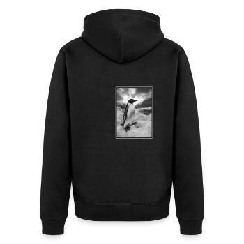 Pinguine Pinguin - Unisex Premium Bio Zip Hoodie - Schwarz - Hinten - Nico (187cm)