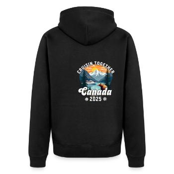 Kreuzfahrt zusammen Kanada 2025 - Unisex Premium Bio Zip Hoodie - Schwarz - Hinten - Nico (187cm)