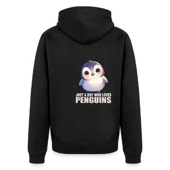 Pinguine Pinguin - Unisex Premium Bio Zip Hoodie - Schwarz - Hinten - Nico (187cm)
