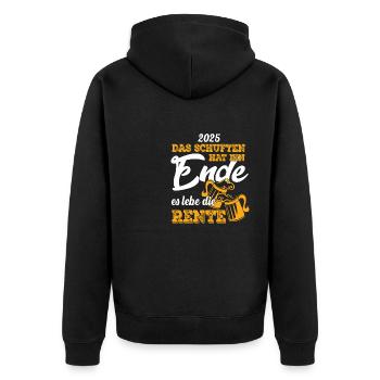 2025 Das schuften hat ein Ende es lebe Ruhestand - Unisex Premium Bio Zip Hoodie - Schwarz - Hinten - Nico (187cm)